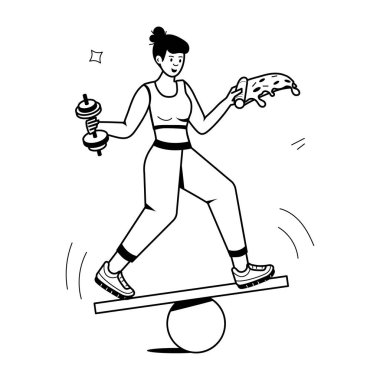 Dambıl egzersizinin modaya uygun küçük çizimi