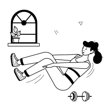 Dambıl egzersizinin modaya uygun küçük çizimi