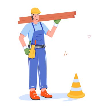 Uzaktan çalışma tasvir eden modaya uygun düz karakter simgesi