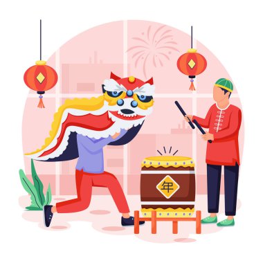 Çin Yeni Yıl yemeğinin düz resimlerine bakın.