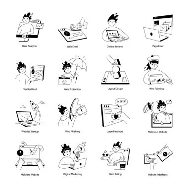 Web sitesi Bakım Elleri Koleksiyonu Mini Çizimler