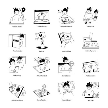 Web sitesi Hizmetleri Koleksiyonu El Mini Çizimleri