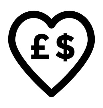 Doları Lirası kalın satır vektör simgesi