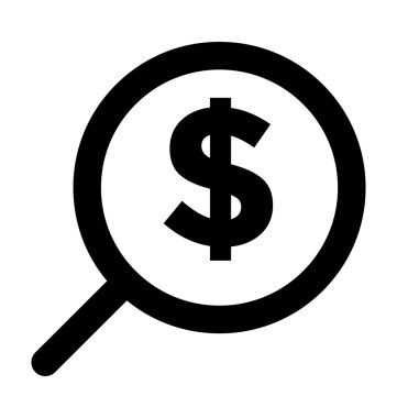 Doları arama kalın satır vektör simgesi