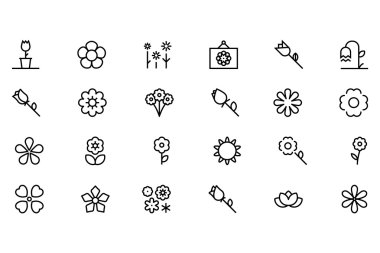 Flowers and Floral Vector Line Icons 1