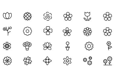 Flowers and Floral Vector Line Icons 2