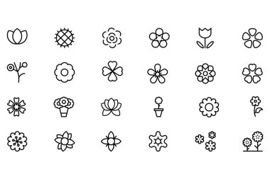 Flowers and Floral Vector Line Icons 2 clipart
