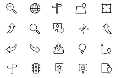Navigation Vector Line Icons 3 clipart