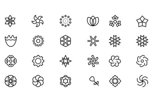 Flowers and Floral Vector Line Icons 6 — 스톡 벡터