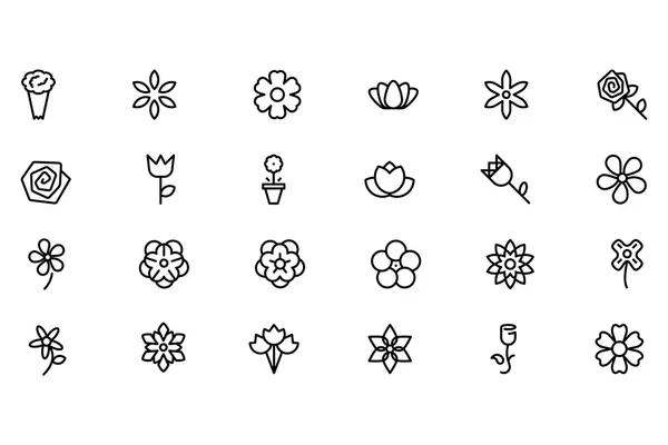 Flores y Floral Vector Line Iconos 3 — Archivo Imágenes Vectoriales