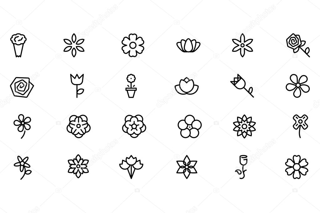 Flowers and Floral Vector Line Icons 3