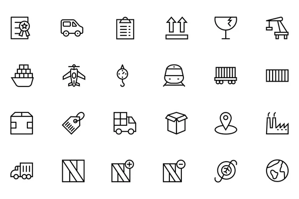 Global Logistics Vector Line Icons 3 — ストックベクタ