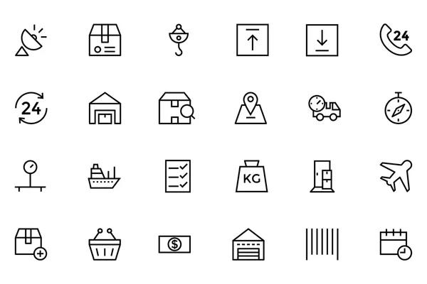 Global Logistics Vector Line Icons 2 — ストックベクタ