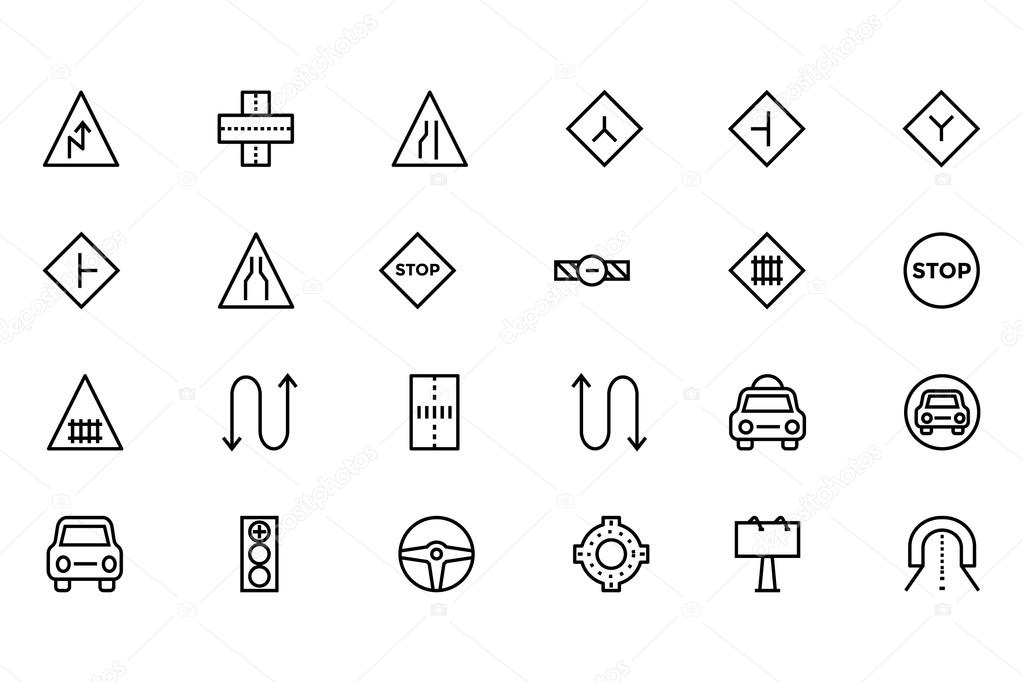 Road Outline Vector Icons 3