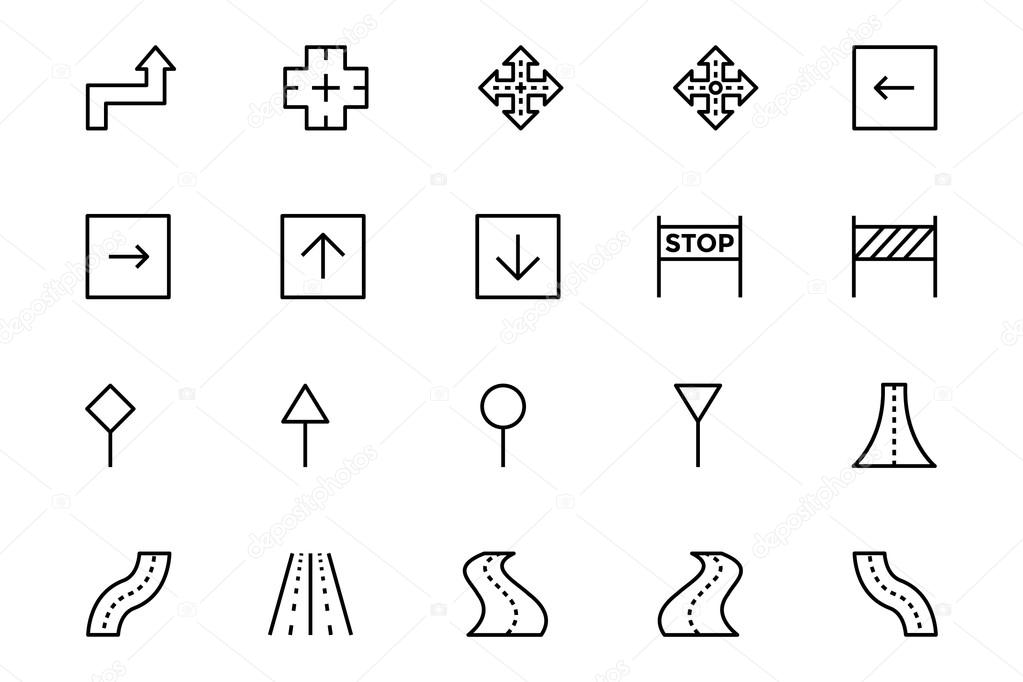 Road Outline Vector Icons 5