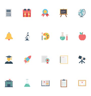 Düz eğitim vektör simgeler 2