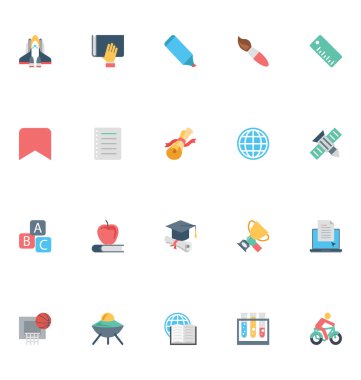 Düz eğitim vektör simgeler 7