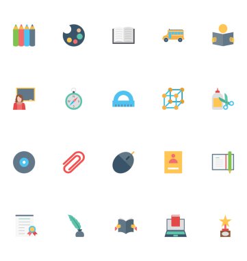 Düz eğitim vektör simgeler 6