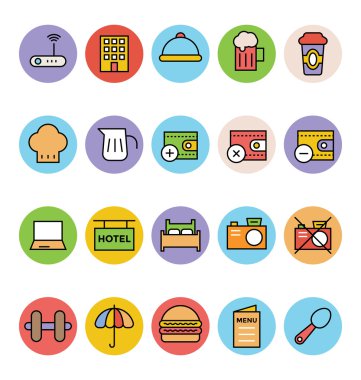 Otel ve Restoran vektör simgeler 5