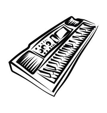 Elektrik klavye yarım yamalak vektör simgesi