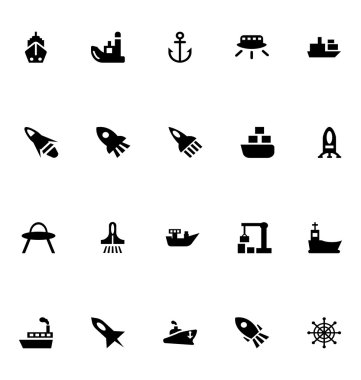 Aircraft and Ships Vector Icons 2