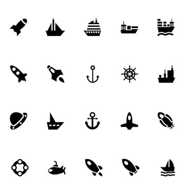 Aircraft and Ships Vector Icons 1
