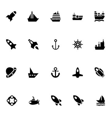 Aircraft and Ships Vector Icons 1 clipart