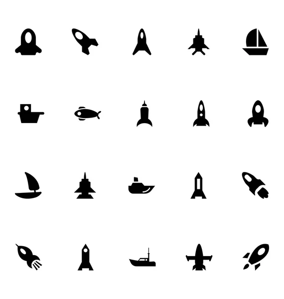 Aircraft and Ships Vector Icons 4 — Wektor stockowy