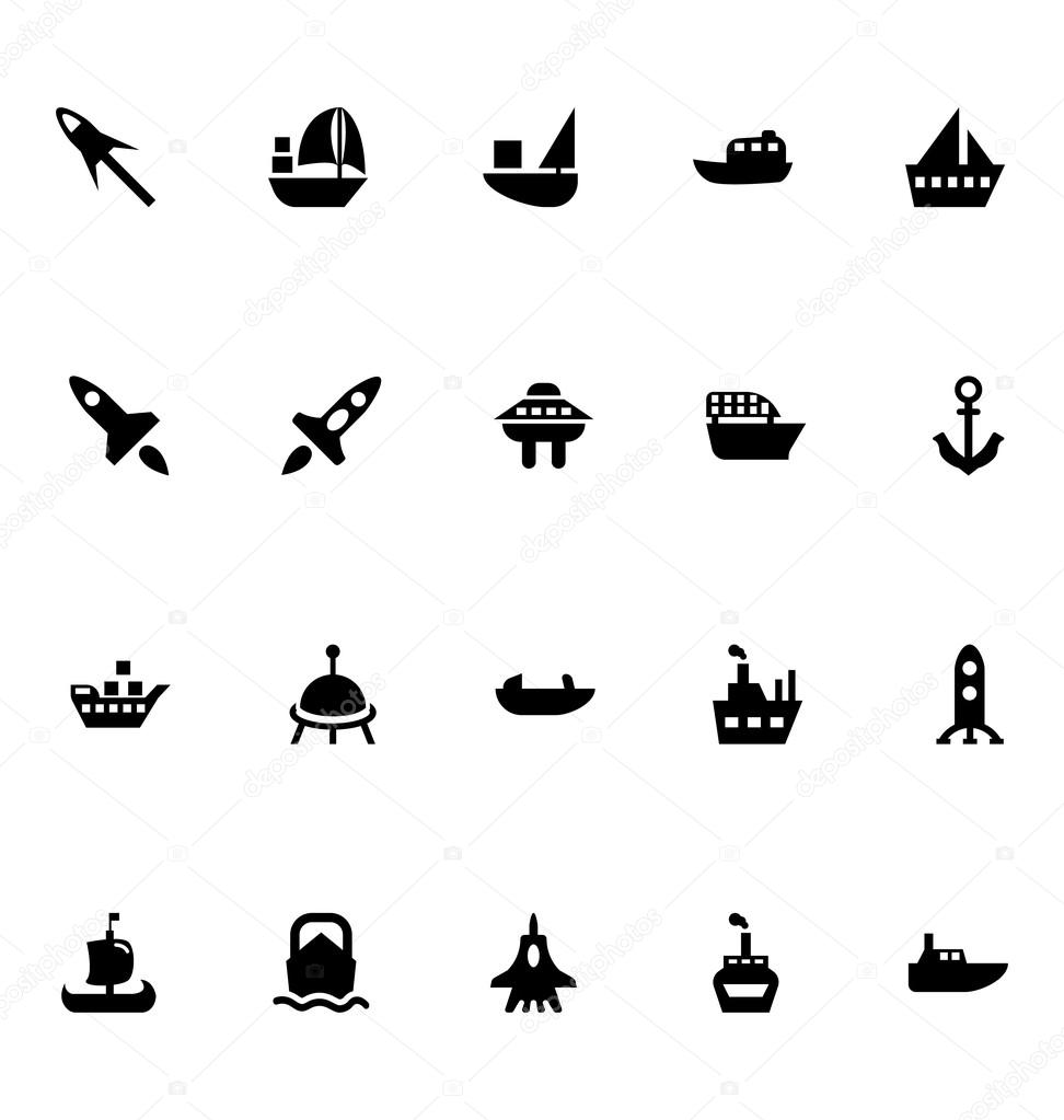 Aircraft and Ships Vector Icons 5