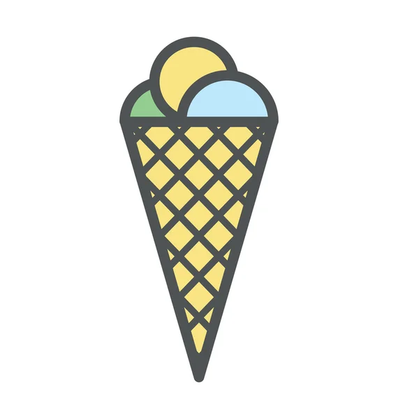 Ilustração de ícone plano de cone de gelo — Vetor de Stock