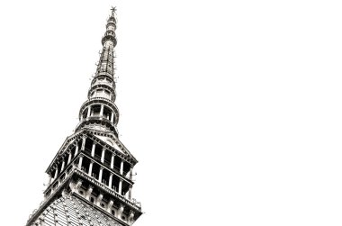 sivri uç Mole antonelliana turin bina siyah beyaz bac