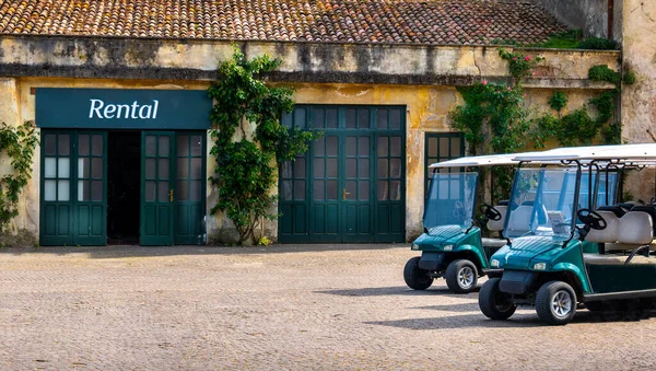 Golf cart buggy rental parking at golf course Stock Image