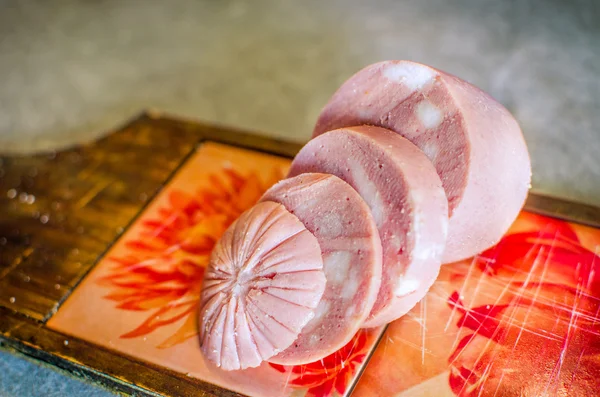 Fetta di mortadella Bologna — Foto Stock