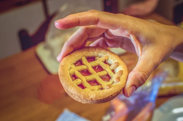 Snack apricot tart — Stock Photo, Image