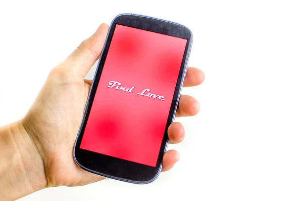 Find love smartphone hand — Stock Photo, Image