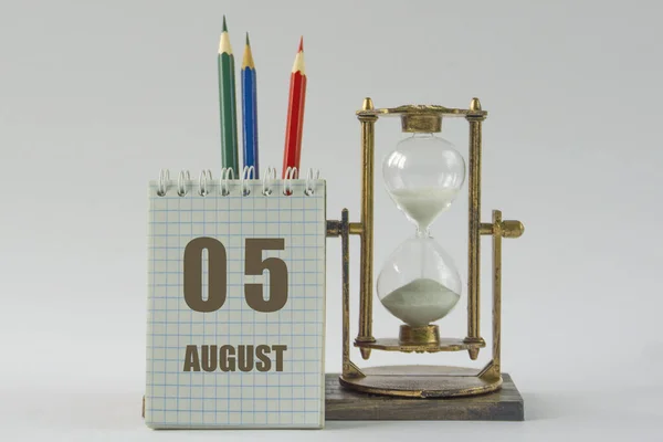 Calendar August Date Procrastination Planning Concept Time Management White Background — Stock Photo, Image