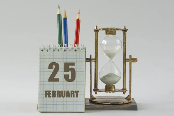 Calendario Con Febrero Fecha Aplazamiento Concepto Planificación Gestión Del Tiempo — Foto de Stock