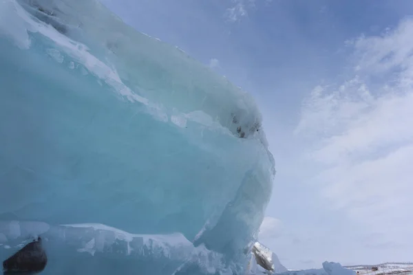 Ice Hummocks Lake Bolshoe Krasnoyarsk Krai Siberia Sunny Day Blue — Stock Photo, Image