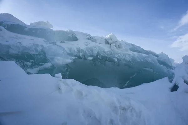 Ice Hummocks Bolshoe Krasnoyarsk Krai Szibéria Sunny Nap Kék Fehér — Stock Fotó