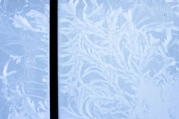Mrazivé Vzory Okně Zimního Mrazu Sibiř — Stock fotografie
