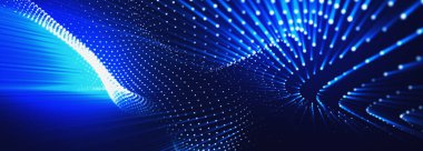 Teknoloji ağı arka planı, veri teknolojisi fütüristik arkaplan, dalga hattı bağlantısı özellikle mavi, Küresel dünya ağı ve telekomünikasyon