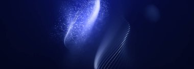 Mavi ışık dijital efektleri olan yaratıcı soyut dalga teknolojisi arka planı. 3d Hazırlama.