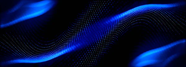 Technology digital wave background concept. Beautiful motion waving dots texture with glowing defocused particles. Cyber or technology background.