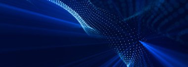 Dinamik dalgalar, çizgi ve parçacıklar ile soyut arkaplan.