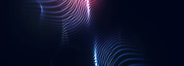 Abstrakter Hintergrund Mit Dynamischen Wellen Linien Und Teilchen — Stockfoto