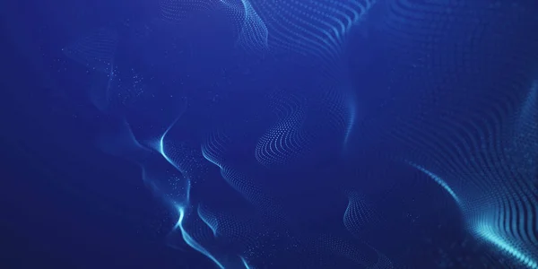 Синие Частицы Волновой Фон Абстрактная Динамическая Сетка Технологии Больших Данных — стоковое фото