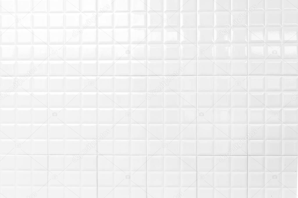 White ceramic tiles wall for background and used interior design