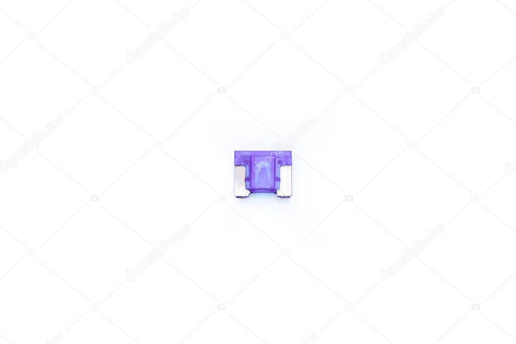 Old Car fuse  purple color on white background micro size use for protection in electric system of car