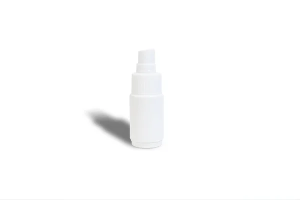 Spray Álcool Garrafa Branca Com Conceito Proteção Fundo Branco — Fotografia de Stock