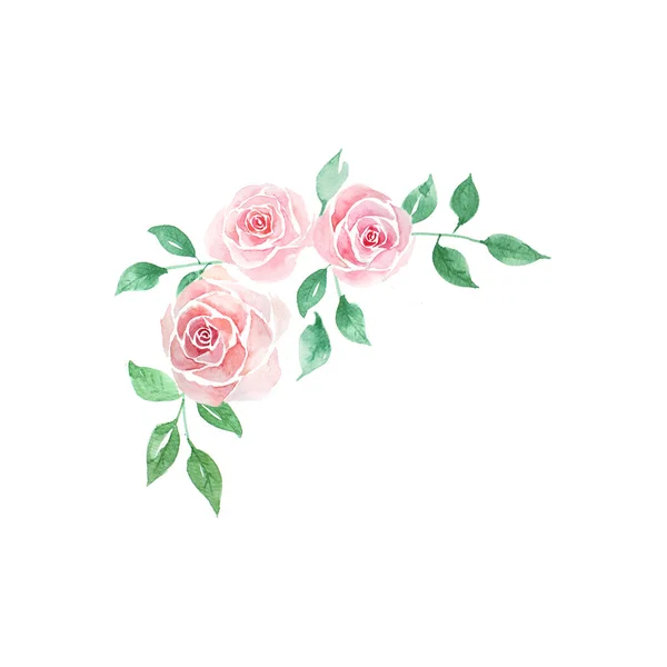 Pink Rose Water Color Corner Border Frame — Photo